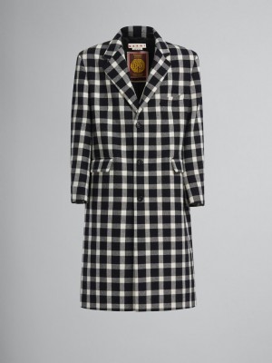 Marni Checked Lana Coat Negros | QMXWA81942