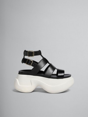 Marni Cuero Aras 23 Gladiator Sandal Negros | SMXVO87052