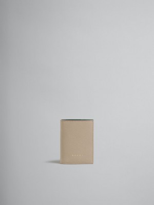 Marni Cuero Bifold Venice Wallet With Marbled Interior Marrom Claro | LMXSX26896