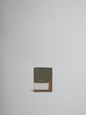 Marni Cuero Bi-fold Wallet Grises Blancos Marrom | EMXVG83629