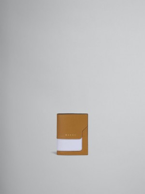 Marni Cuero Bi-fold Wallet Marrom Morados Negros | MXZPD72296