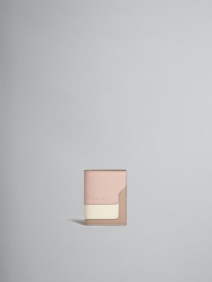 Marni Cuero Bi-fold Wallet Rosas Blancos Beige | MXCIF57308