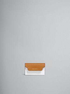 Marni Cuero Business Card Case Marrom Blancos Azules | YMXVQ75877