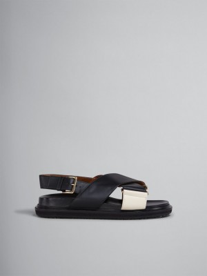 Marni Cuero Fussbett Negros Blancos | MXXBR86851