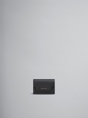 Marni Cuero Tri-fold Wallet Negros | YMXVQ81305
