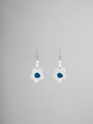 Marni Earrings With Flower Blancos Flores | XMXBH32240