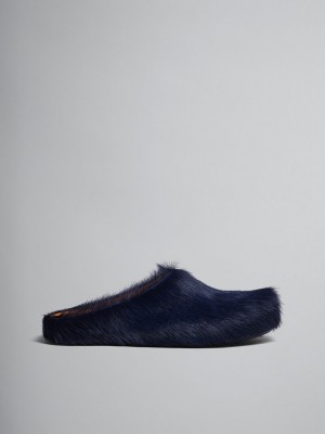 Marni Long Hair Calfskin Fussbett Sabot Negros | AMXDF58484