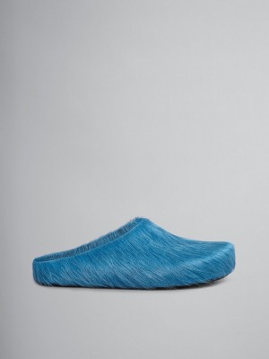 Marni Long Hair Calfskin Fussbett Sabot Azules | EMXVG46811