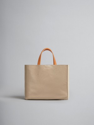 Marni Museo Soft Bag E/W Cuero Grises Verdes Beige | MXDFL65267