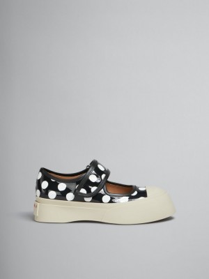 Marni Polka-dot Charol Cuero Pablo Mary Jane Sneaker Negros Blancos | PMXER48753