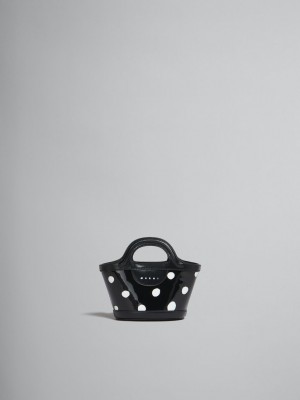 Marni Polka-dot Charol Cuero Tropicalia Micro Bag Negros Blancos | MXQAV98434