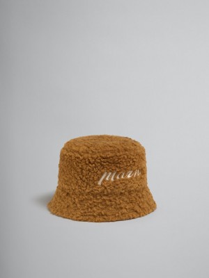 Marni Teddy Bucket Hat With Embroidered Logo Marrom | SMXNY92651