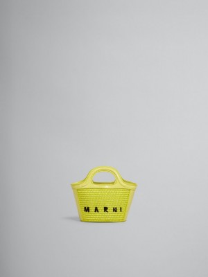 Marni Tropicalia Micro Bag Cuero And Raffia Amarillos | MXJZR67037