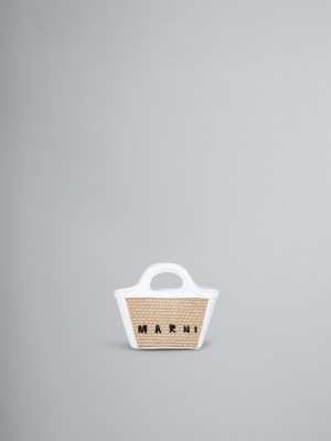 Marni Tropicalia Micro Bag Cuero And Raffia Blancos | QMXUV55194