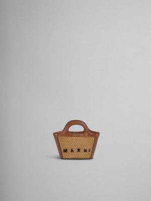 Marni Tropicalia Micro Bag Cuero And Raffia Marrom | SMXVO65700