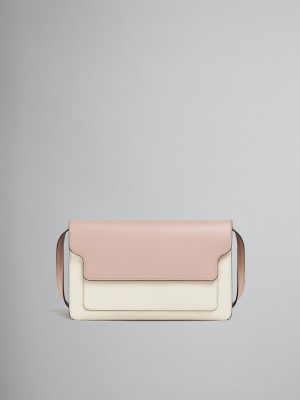 Marni Trunk Clutch Cuero Rosas Blancos Beige | MXEAH34555