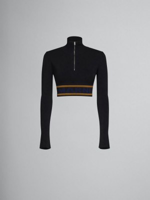 Marni Turtleneck With Logo Hem Negros | MXJKU90589
