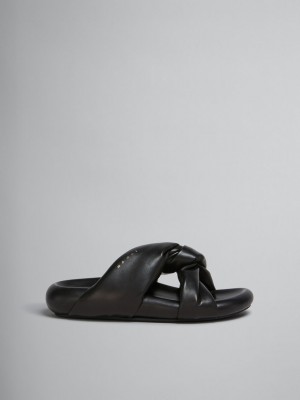 Marni Twisted Cuero Bubble Sandal Negros | TMXPQ26399