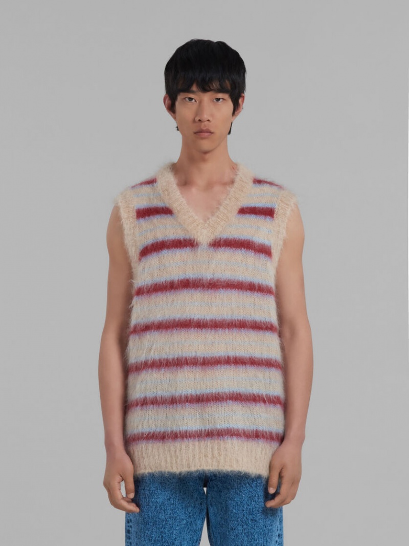 Marni A Rayas Mohair Vest Creme | GMXUC75104