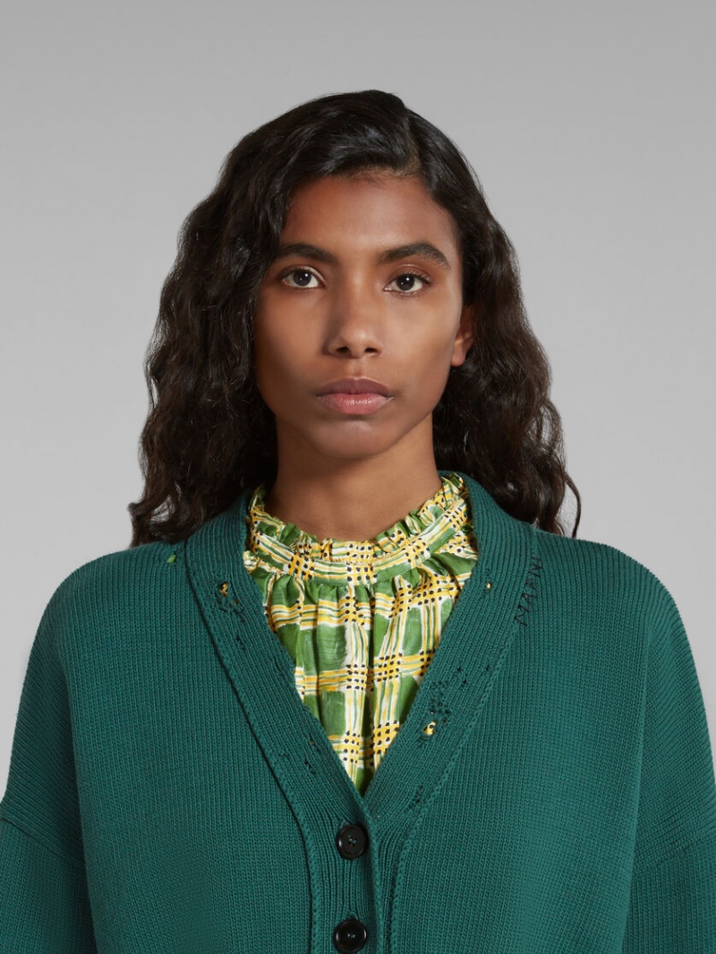 Marni Algodon Cropped Cardigan Verdes | MXNEJ30387