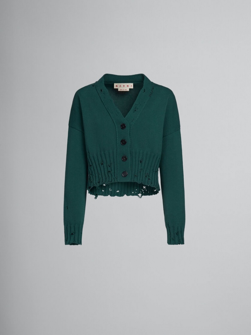 Marni Algodon Cropped Cardigan Verdes | MXNEJ30387