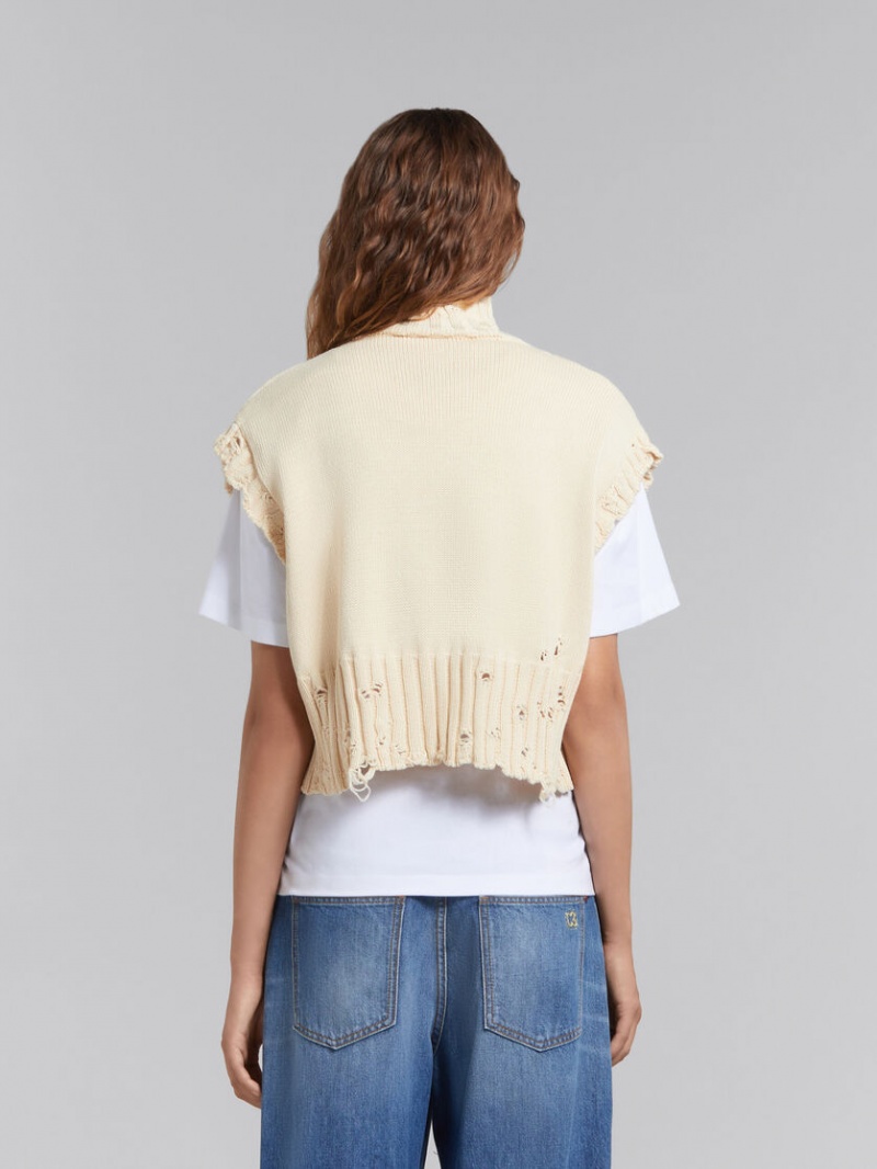 Marni Algodon Cropped Vest Blancos | MMXFT19761