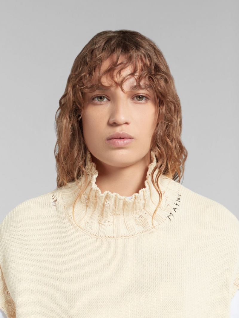 Marni Algodon Cropped Vest Blancos | MMXFT19761