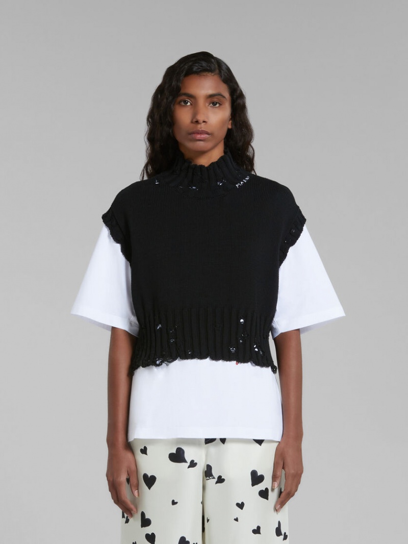 Marni Algodon Cropped Vest Negros | LMXSX48213