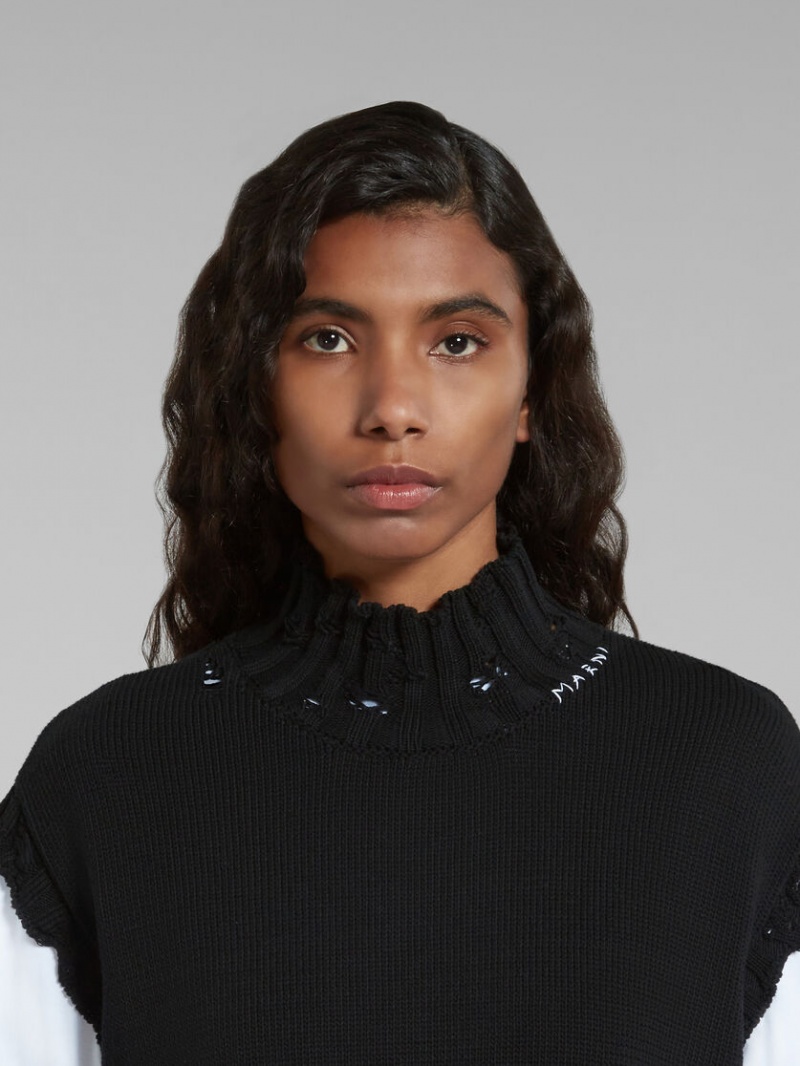 Marni Algodon Cropped Vest Negros | LMXSX48213