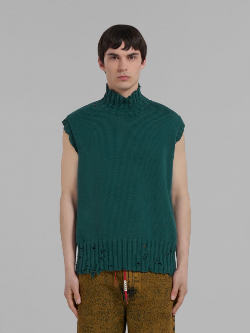 Marni Algodon Vest Verdes | MXEAH34653