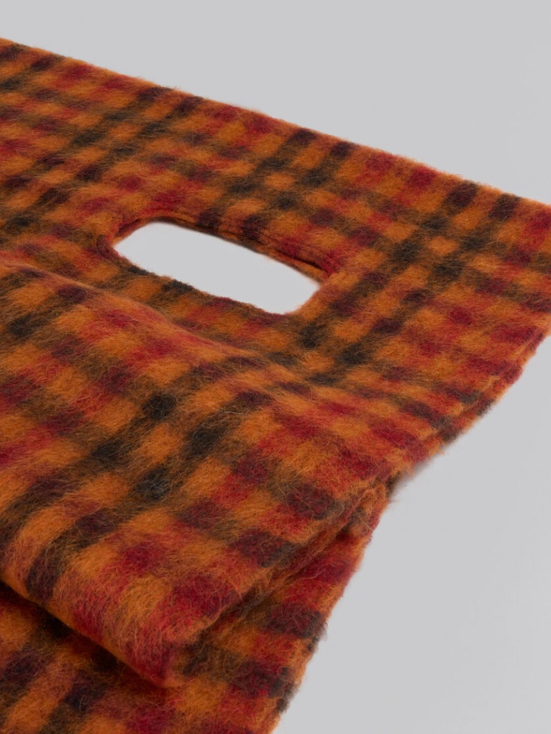 Marni Alpaca And Mohair Check Scarf Naranjas Claro | ZMXMJ54173