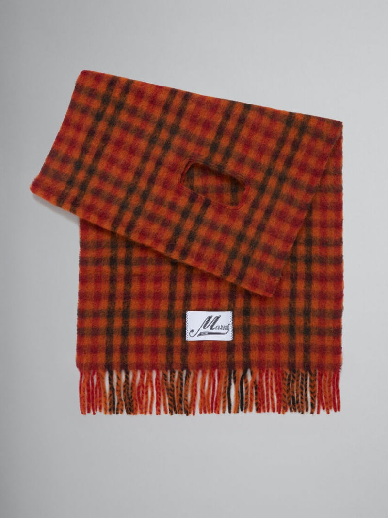 Marni Alpaca And Mohair Check Scarf Naranjas Claro | ZMXMJ54173