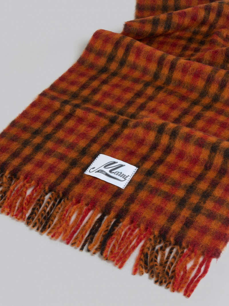 Marni Alpaca And Mohair Check Scarf Naranjas Claro | DMXVO98762