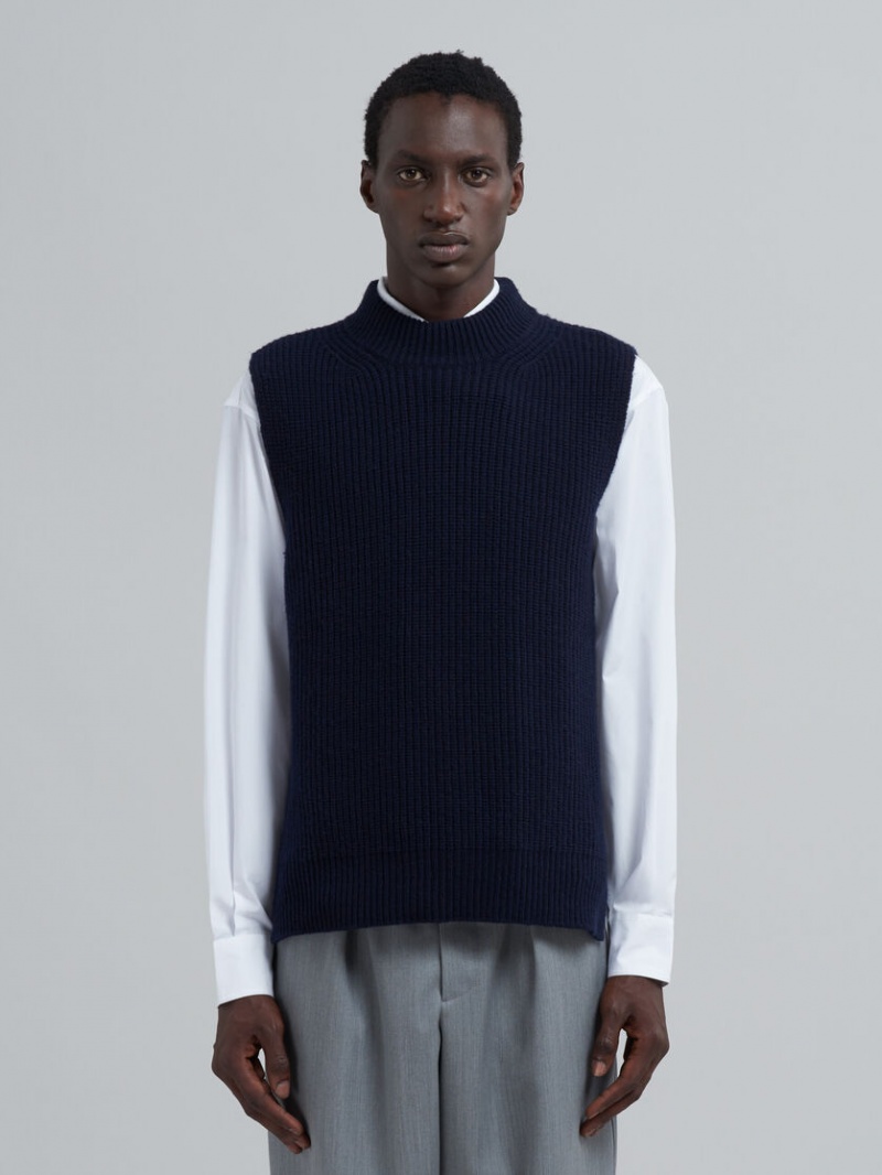 Marni Asymmetric Carded Lana Vest Negros | MMXHR48944