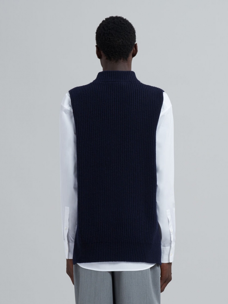 Marni Asymmetric Carded Lana Vest Negros | MMXHR48944