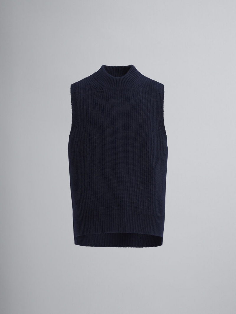 Marni Asymmetric Carded Lana Vest Negros | MMXHR48944