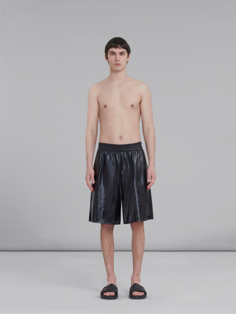 Marni Bermuda Shorts In Ultralight Naplak Cuero Negros | EMXVG28798