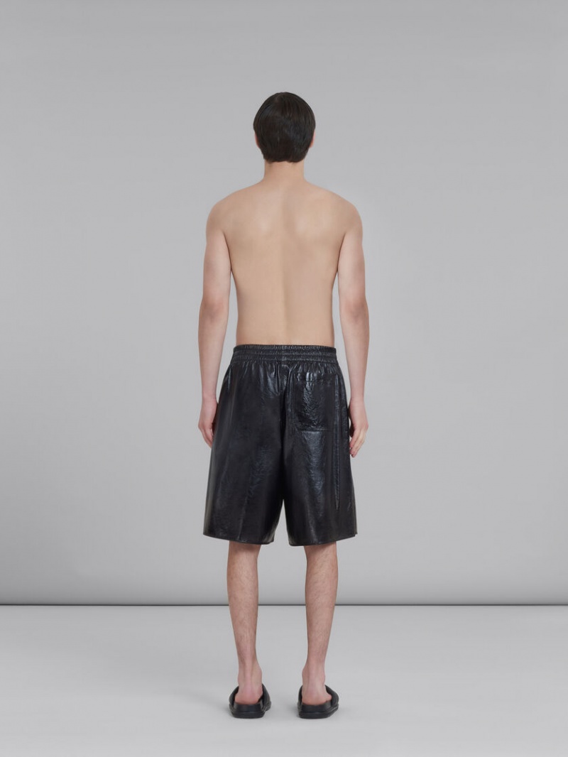 Marni Bermuda Shorts In Ultralight Naplak Cuero Negros | EMXVG28798