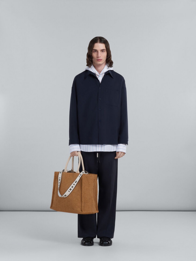 Marni Bey Tote Bag Raffia Marrom | MXIIZ47666