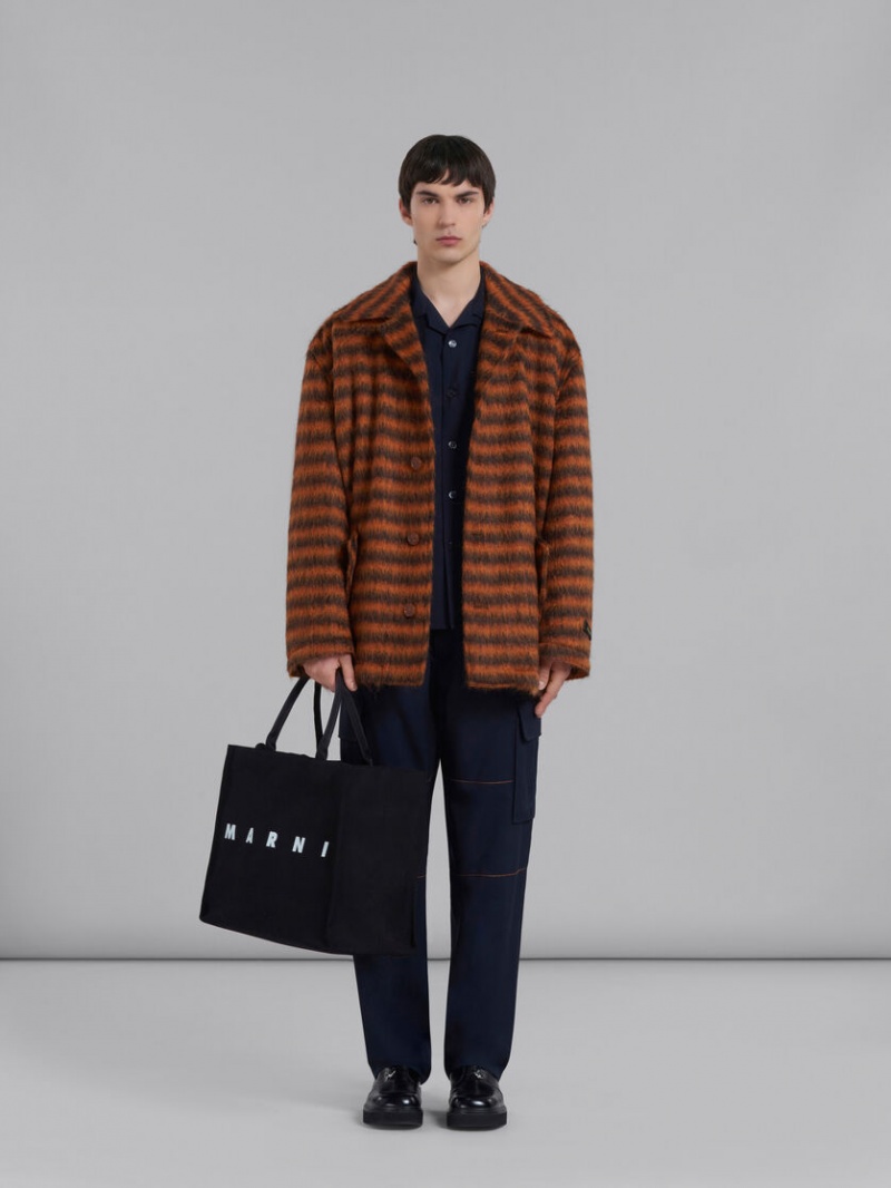 Marni Bey Tote Bag With Logo Print Negros | MXJZR50420