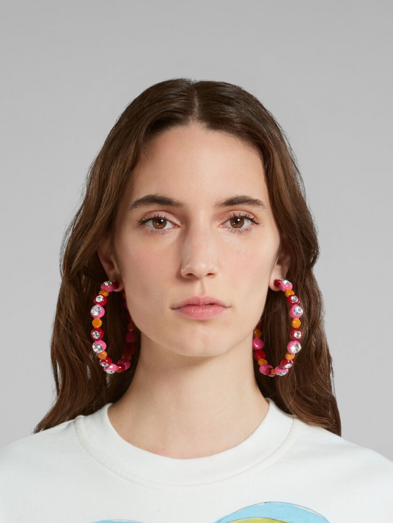 Marni Bezel-set Rhinestone Resin Hoop Rosas | PMXQX12855
