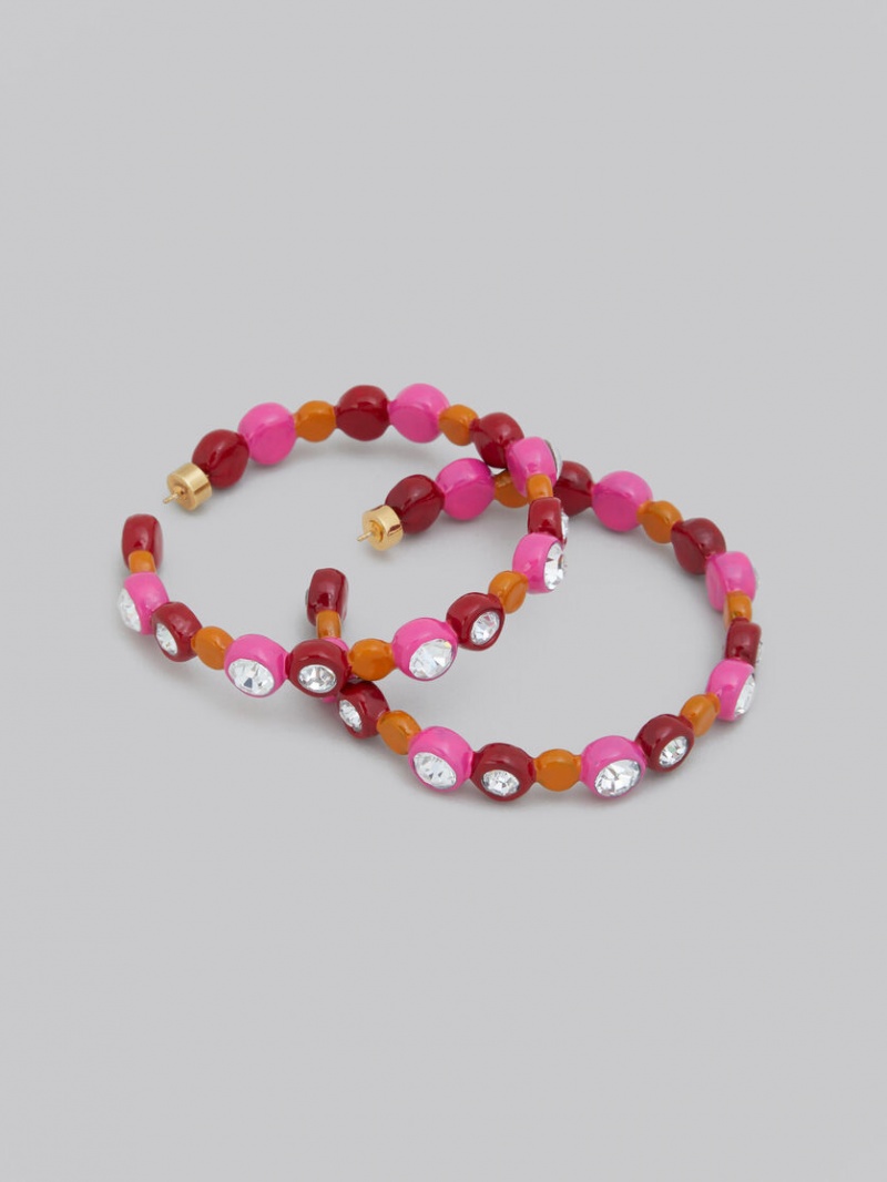 Marni Bezel-set Rhinestone Resin Hoop Rosas | PMXQX12855