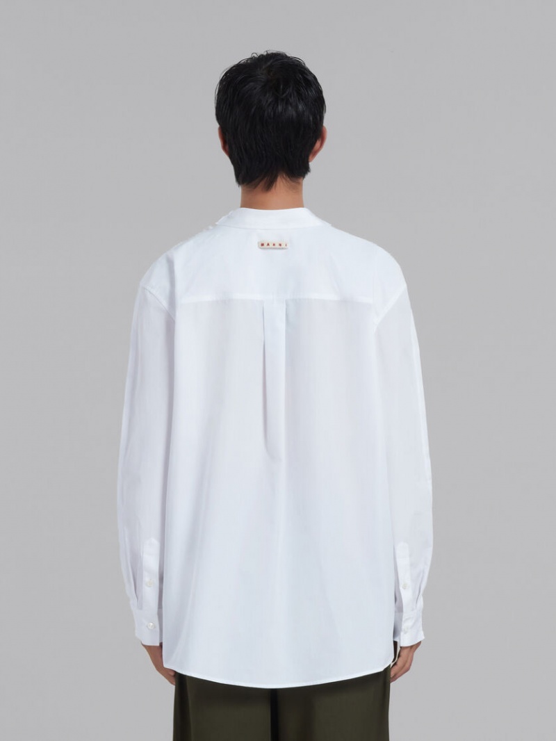 Marni Bio Algodon Long-sleeved T-shirt With Back Yoke Blancos | YMXVQ73685