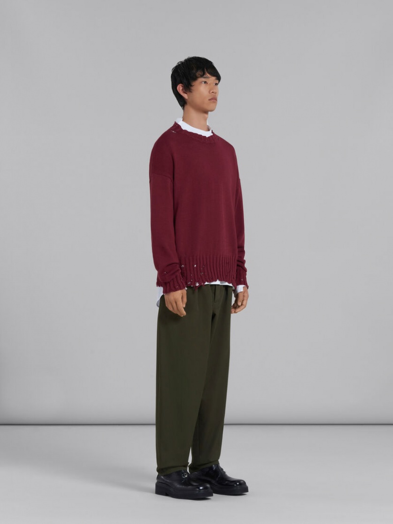 Marni Bio Algodon Long-sleeved T-shirt With Back Yoke Blancos | YMXVQ73685