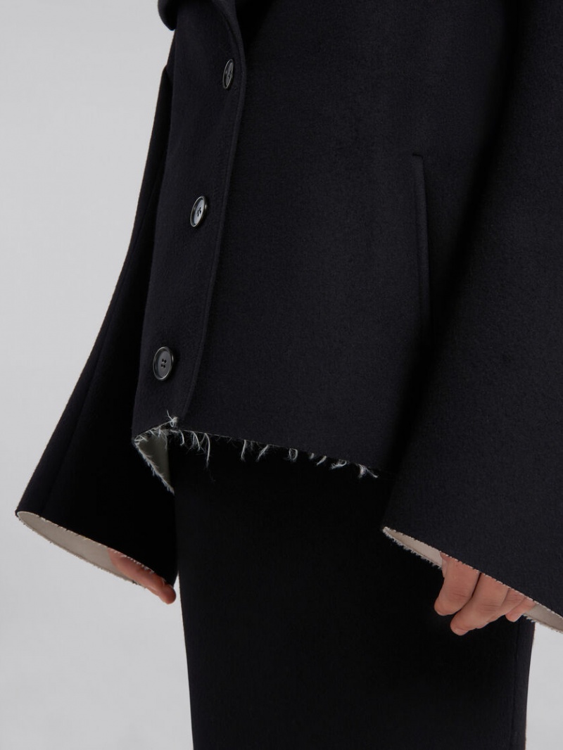 Marni Bonded Lana And Felt Cocoon Jacket Negros | AMXDF36578