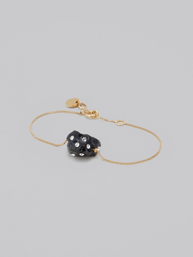 Marni Bracelet With Rhinestone Polka Dots Negros Obsidian | ZMXNQ50102
