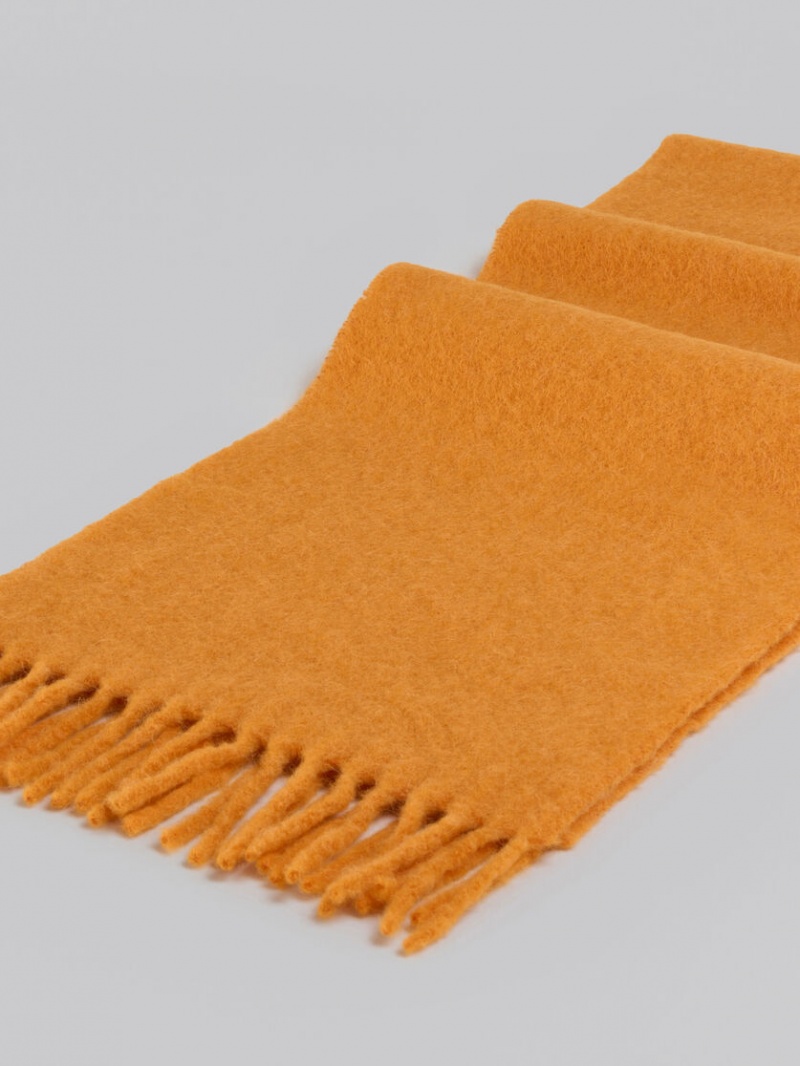 Marni Brushed Alpaca Scarf With Fringes Amarillos | MXXBR95016