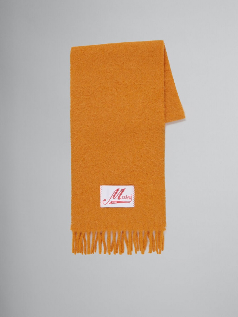 Marni Brushed Alpaca Scarf With Fringes Amarillos | MXXBR95016