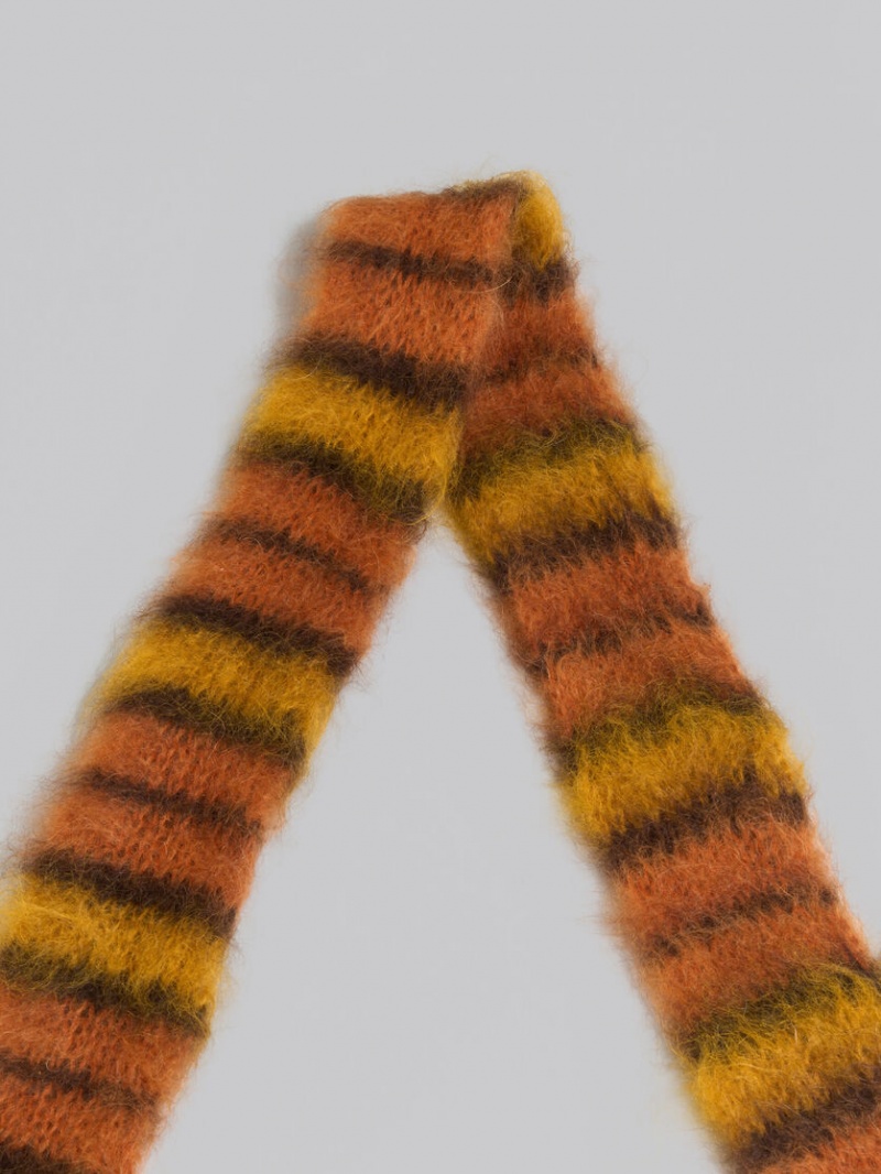 Marni Brushed Mohair And Lana Scarf Naranjas Marrom | ZMXNQ86278