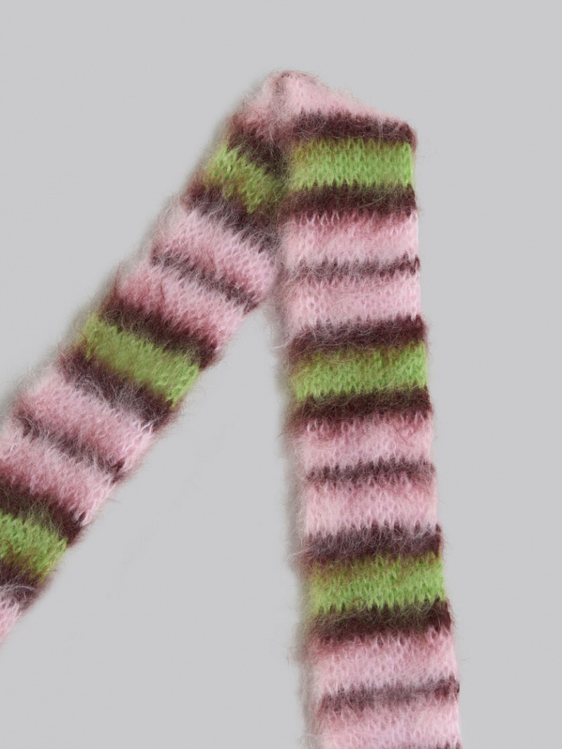 Marni Brushed Mohair And Lana Scarf Rosas Verdes | LMXTR24348